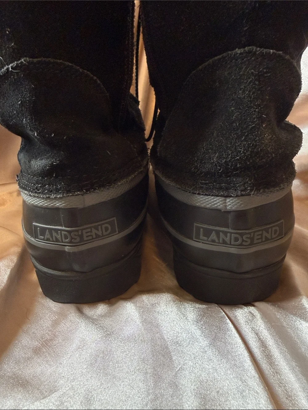 Lands End Women's Black Faux-Fur Lined Winter Boots